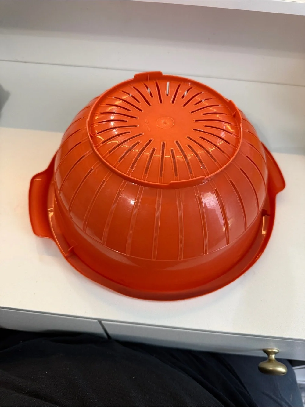 Bright Orange Plastic Kitchen Colander with Side Handles